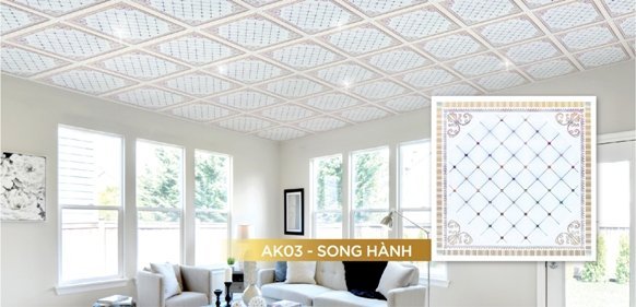 Phối cảnh trần trang trí Vĩnh Tường DECO® Ánh Kim 03