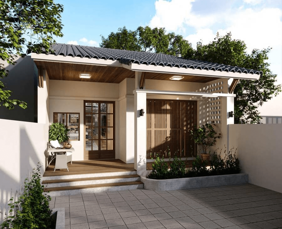Mẫu nhà cấp 4 đẹp 100m2 3 phòng ngủ giả mái Thái hiện đại và tiết kiệm chi phí