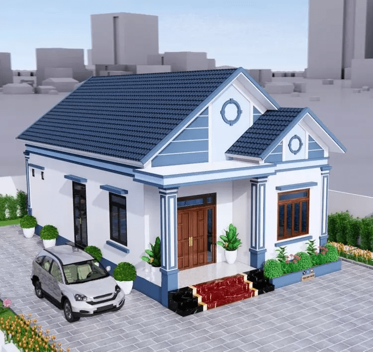 Mẫu nhà mái Thái cấp 4 đơn giản mà đầy đủ tiện nghi
