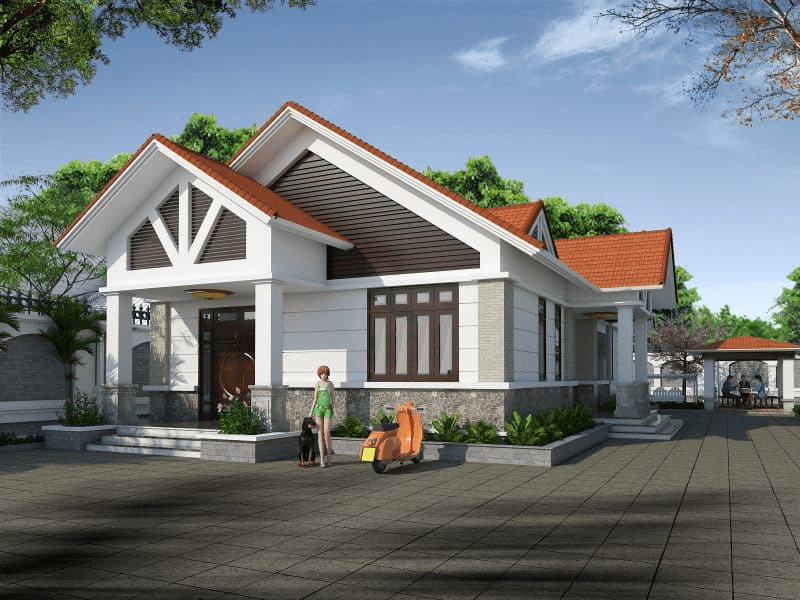 Nhà cấp 4 mái Thái 2 mặt tiền ấn tượng và thu hút ánh nhìn