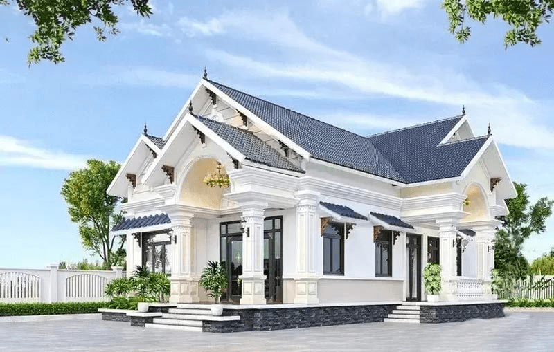 Mẫu biệt thự nhà vườn cấp 4 mái Thái hiện đại, sang trọng