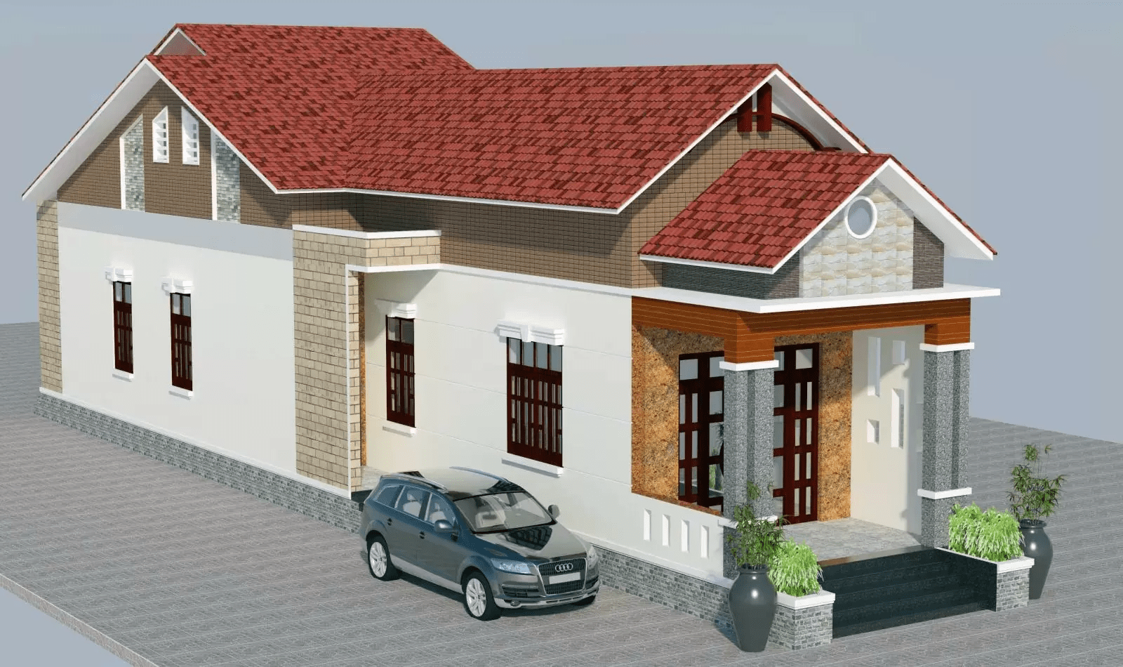 Mẫu nhà cấp 4 mái Thái 8x12m đẹp và hiện đại