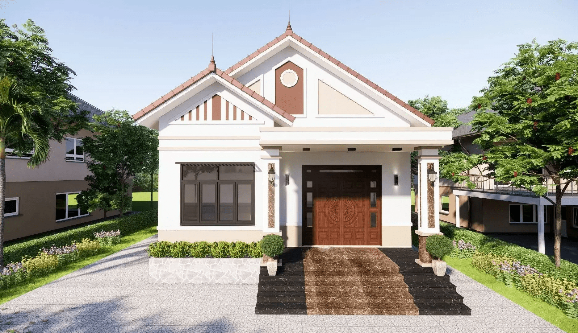 Mẫu nhà cấp 4 mái Thái 8x12m đơn giản và đầy đủ tiện nghi