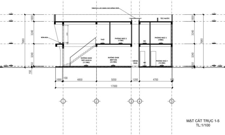 Mẫu bản vẽ 3D nhà ống 2 tầng 5x20