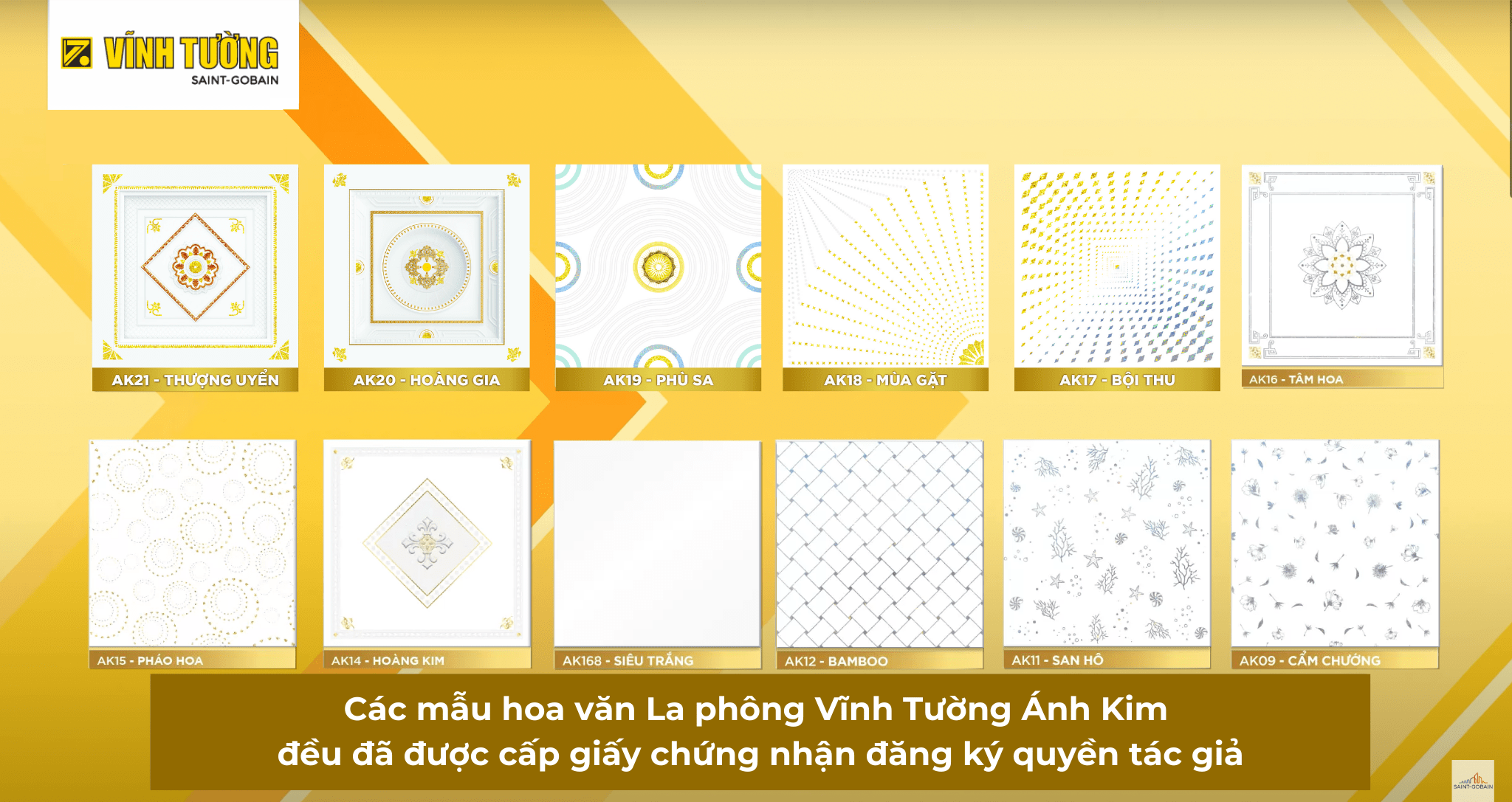 Mẫu tấm trần thả la phông vĩnh tường ánh kim