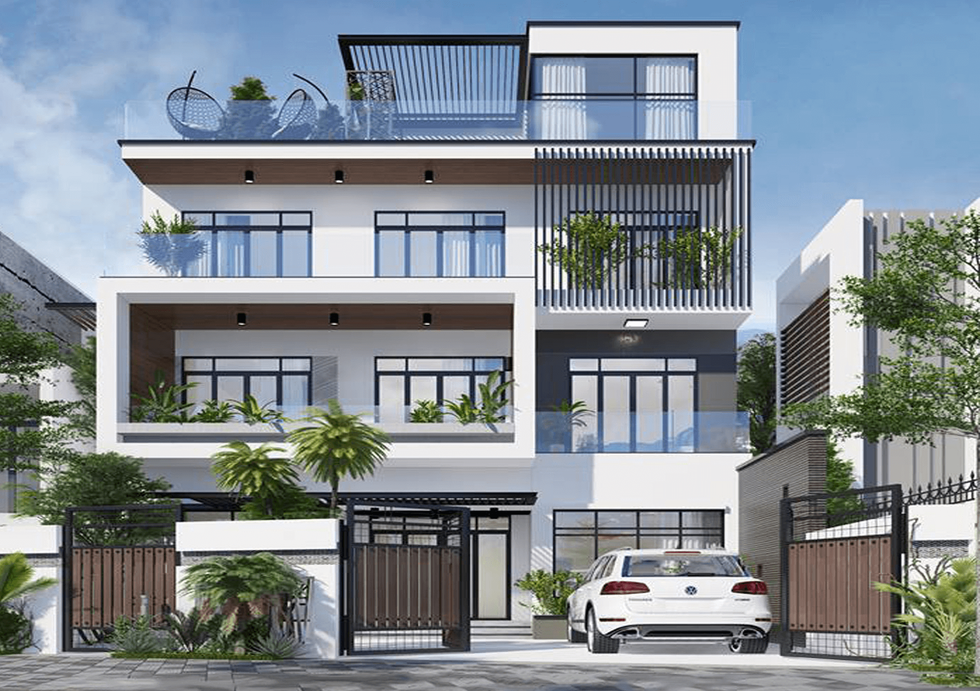 Mẫu thiết kế biệt thự 4 tầng đẹp từ mọi góc nhìn